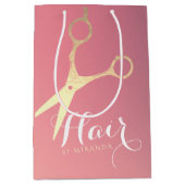 Kapsalon Moderne Roze Gouden Schaar Medium Cadeauzakje (Voorkant)
