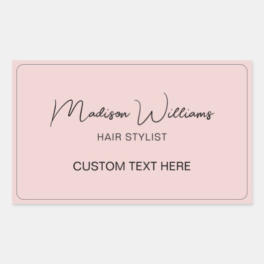 Kapsalon Moderne Roze Rechthoekige Sticker (Voorkant)
