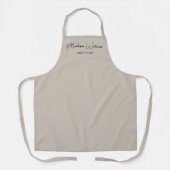 Kapsalon Moderne Script Beige Personeel Schort (Voorkant)