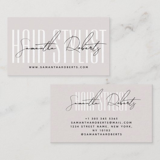 Kapsalon moderne typografie script parelroze visitekaartje (Voorkant / Achterkant)