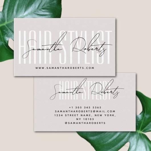 Kapsalon moderne typografie script parelroze visitekaartje