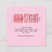 Kapsalon moderne typografie script roze rood vierkante visitekaartje (Achterkant)