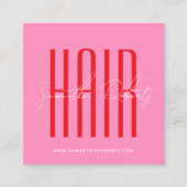 Kapsalon moderne typografie script roze vierkante visitekaartje (Voorkant)