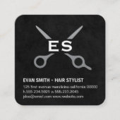 Kapsalon | Monogram | Herenkapsalon Vierkante Visitekaartje (Voorkant)
