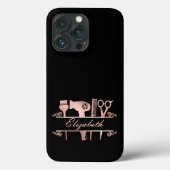 Kapsalon Monogram Rose Goud Kapper Case-Mate iPhone Case (Achterkant)