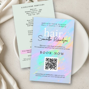 Kapsalon Nagel Make-up Holografische Pastel QR Flyer