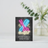 Kapsalon Neon Glow & Black Grunge QR-code Visitekaartje (Staand voorkant)