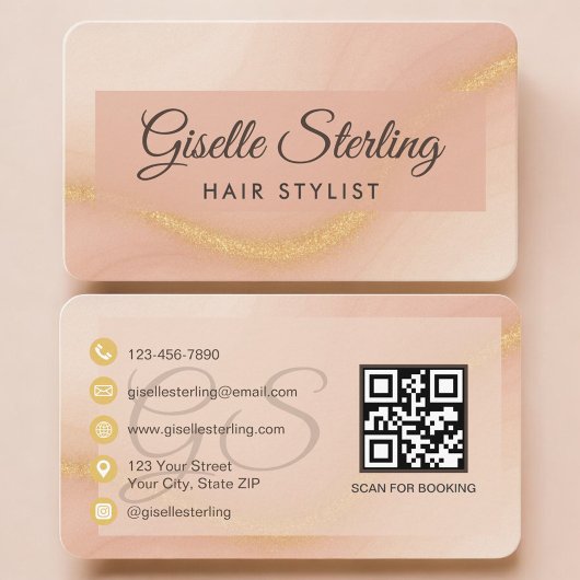 Kapsalon Neutraal Beige QR Code Visitekaartje