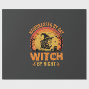Kapsalon Overdag Heks 's Nachts Halloween Ontwerp Cadeaupapier