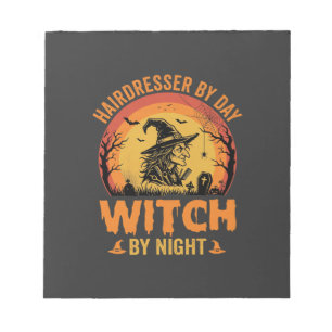 Kapsalon Overdag Heks 's Nachts Halloween Ontwerp Notitieblok