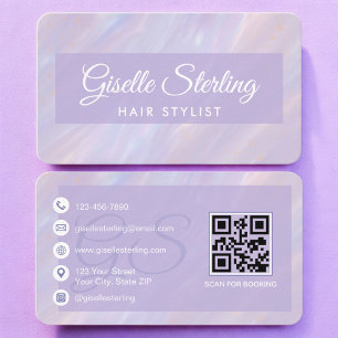 Kapsalon Paarse Pastel QR-code Visitekaartje