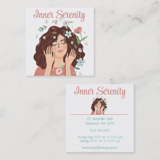  kapsalon personaliseren vierkante visitekaartje (Voorkant / Achterkant)