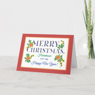Kapsalon, Poinsettias, Holly, Ivy Christmas Car Kaart