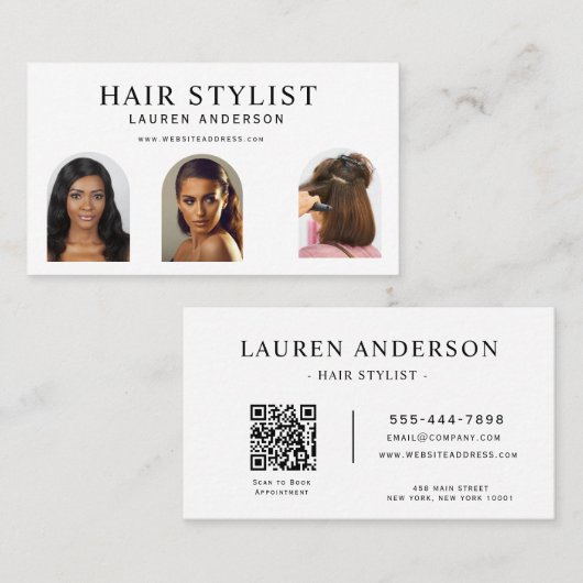 Kapsalon Portfolio QR Code Wit Visitekaartje (Voorkant / Achterkant)