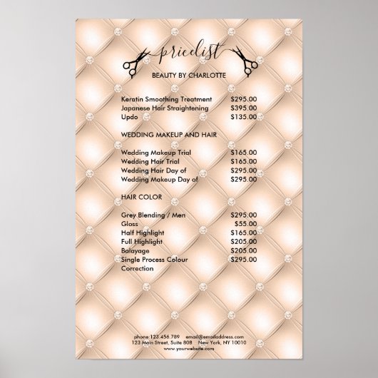 Kapsalon Prijslijst Poster (Voorkant)