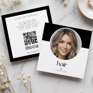 Kapsalon QR-code foto zwart-wit vierkant Vierkante Visitekaartje