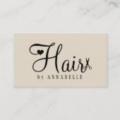 Kapsalon QR-code modern script beige zwart Visitekaartje (Voorkant)