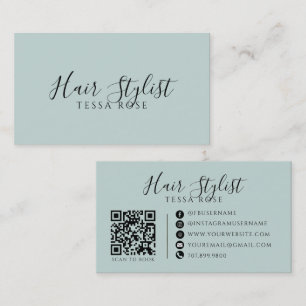 Kapsalon QR-code Stofblauw Groen Visitekaartje