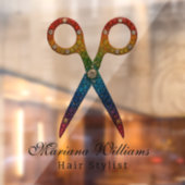 kapsalon regenboog glitterschaar schoonheidssalon raamsticker (Vel 2)