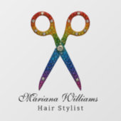 kapsalon regenboog glitterschaar schoonheidssalon raamsticker (Vel)