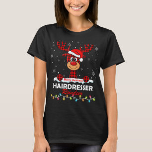 Kapsalon Rendier Kerstman Hoed Buffalo Plaid Chris T-shirt