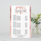 Kapsalon Rose Gold Diensten Prijslijst (Staand voorkant)