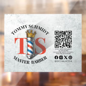 Kapsalon Royal Crown Barber Pole Kapsalon QR Raamsticker (Vel 2)