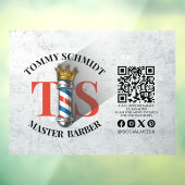 Kapsalon Royal Crown Barber Pole Kapsalon QR Raamsticker (Vel 3)