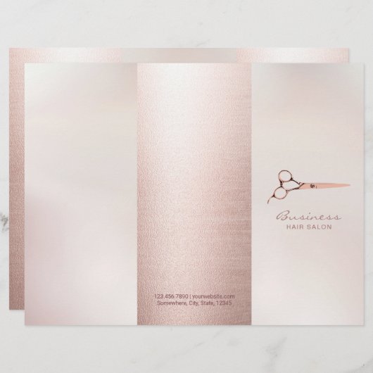 Kapsalon Roze Goud Drievoudige Brochure (Voorkant / Achterkant)