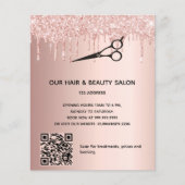 Kapsalon roze goud glitters prijs QR-code  Flyer (Voorkant)