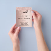 Kapsalon roze goud glitters prijzenlijst flyer (Hand)