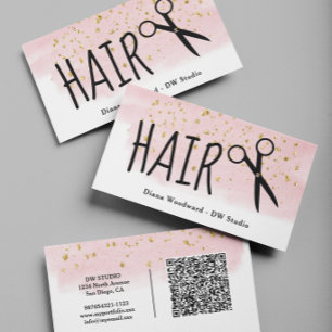Kapsalon Roze Goud QR Code Visitekaartje