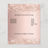 Kapsalon roze gouden glitter prijs QR-code Flyer (Achterkant)