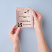 Kapsalon roze gouden glitter prijs QR-code  Flyer (Hand)
