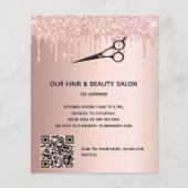 Kapsalon roze gouden glitter prijs QR-code  Flyer (Voorkant)