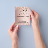 Kapsalon roze gouden glitter prijslijst flyer (Hand)