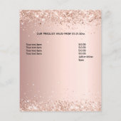 Kapsalon roze gouden glitter prijslijst flyer (Achterkant)