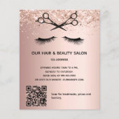 Kapsalon roze gouden glitter QR-code Flyer (Voorkant)