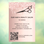 Kapsalon roze gouden glitter QR-code Raamsticker (Vel 3)