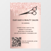 Kapsalon roze gouden glitter QR-code Raamsticker (Vel)