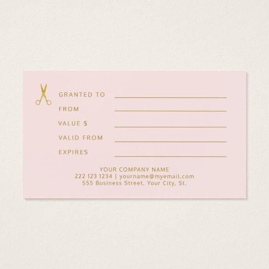  kapsalon roze marine cadeaubon visitekaartje (Achterkant)