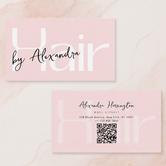 Kapsalon Roze Moderne Typografie Script Visitekaartje