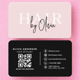 Kapsalon Roze QR-code Visitekaartje