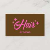 Kapsalon Roze Retro Sterren Bruin Visitekaartje (Voorkant)