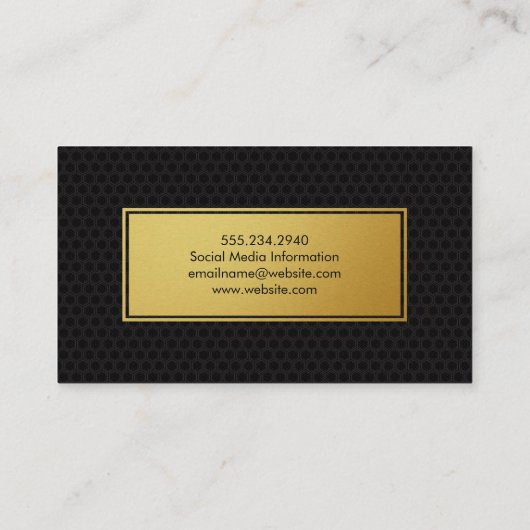 Kapsalon Scharen Gouden Frame Zwarte Geometrische  Visitekaartje (Achterkant)