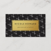 Kapsalon Scharen Gouden Frame Zwarte Geometrische  Visitekaartje (Voorkant)