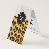Kapsalon Scharen Monogram Marmeren Trim Cheetah Visitekaartje (Voorkant)