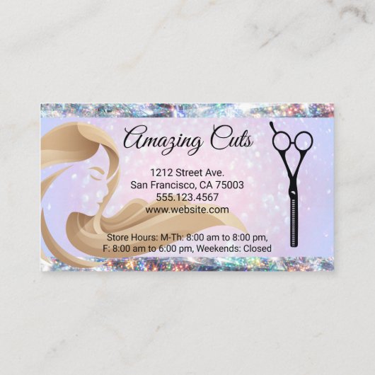 Kapsalon | Scharen Ponskaart | Glitter Bokeh Klantenkaartje (Achterkant)
