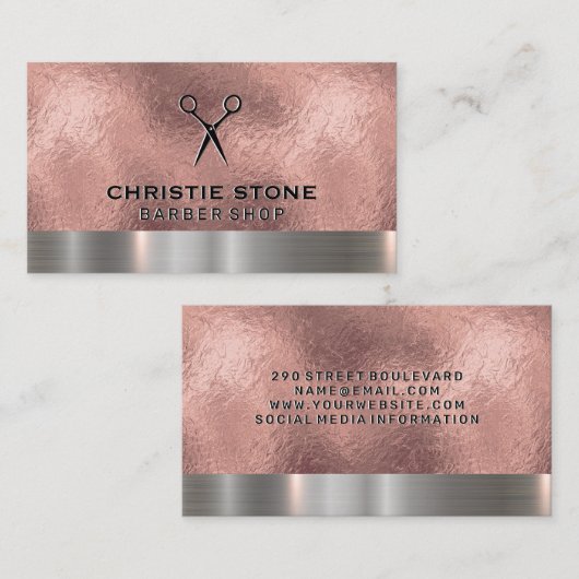 Kapsalon Scharen Rose Goud Folie Metallic Trim Visitekaartje (Voorkant / Achterkant)
