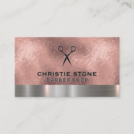 Kapsalon Scharen Rose Goud Folie Metallic Trim Visitekaartje (Voorkant)